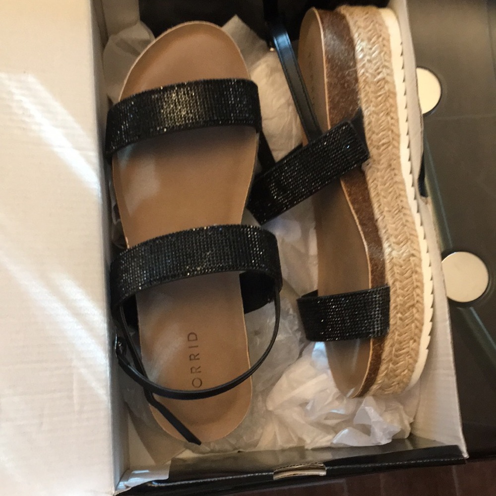 Black Rhinestone Flatform